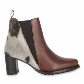NINA, Brown Boot w. Natural skin